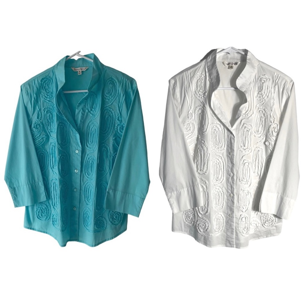 TWO TRAVELSMITH TOPS, SIZE M